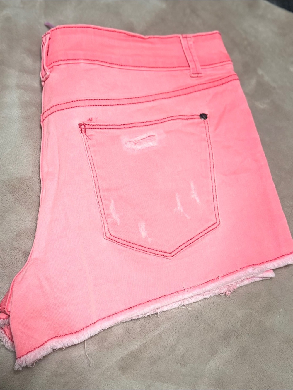 Grane Coral Pink Denim Cutoff Shorts